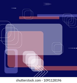 Tech Texture. Colorful Square Technology Background with Frames, Squares, Dots, Arrows and Lines. Modern Abstract Texture for Web, Wallpaper, Applications. Vintage Digital Texture. Vector.