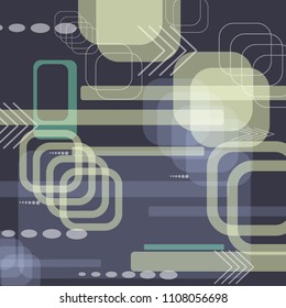 Tech Texture. Colorful Square Technology Background with Frames, Squares, Dots, Arrows and Lines. Modern Abstract Texture for Wallpaper, Applications, Web. Trendy Digital Texture. Vector.