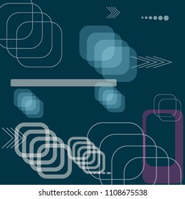 Tech Texture. Colorful Square Technology Background with Frames, Squares, Dots, Arrows and Lines. Modern Abstract Texture for Wallpaper, Web, Applications. Modern Digital Texture. Vector.