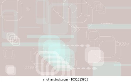 Tech Texture. Light Horizontal Technology Background with Frames, Squares, Dots, Arrows and Lines. Modern Abstract Texture for Web, Wallpaper, Applications. Fantastic Digital Texture. Vector.