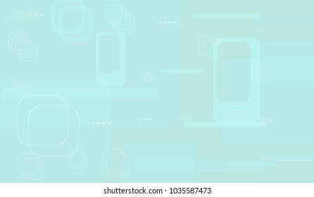 Tech Texture. Light Horizontal Technology Background with Frames, Squares, Dots, Arrows and Lines. Modern Abstract Texture for Wallpaper, Applications, Web. Retro Digital Texture. Vector.