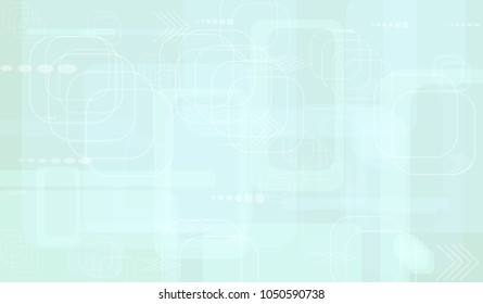 Tech Texture. Light Horizontal Technology Background with Frames, Squares, Dots, Arrows and Lines. Modern Abstract Texture for Wallpaper, Applications, Web. Trendy Digital Texture. Vector.