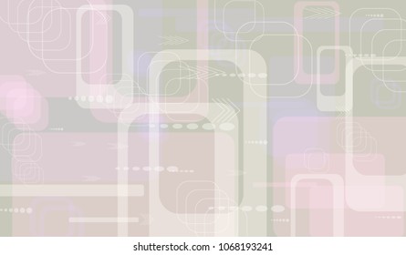 Tech Texture. Light Horizontal Technology Background with Frames, Squares, Dots, Arrows and Lines. Modern Abstract Texture for Web, Wallpaper, Applications. Modern Digital Texture. Vector.