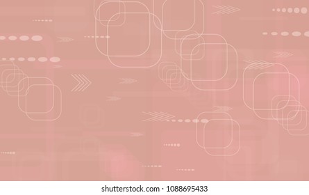 Tech Texture. Light Horizontal Technology Background with Frames, Squares, Dots, Arrows and Lines. Modern Abstract Texture for Web, Wallpaper, Applications. Retro Digital Texture. Vector.
