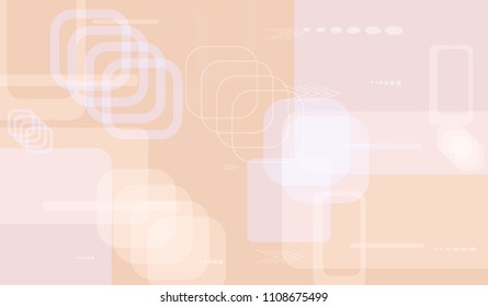 Tech Texture. Light Horizontal Technology Background with Frames, Squares, Dots, Arrows and Lines. Modern Abstract Texture for Web, Wallpaper, Applications. Retro Digital Texture. Vector.