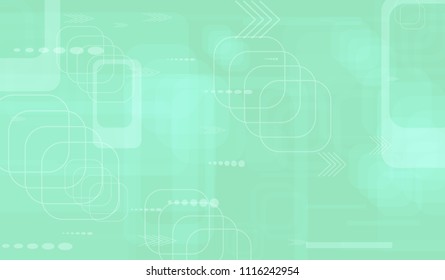 Tech Texture. Light Horizontal Technology Background with Frames, Squares, Dots, Arrows and Lines. Modern Abstract Texture for Wallpaper, Web, Applications. Retro Digital Texture. Vector.