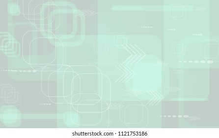 Tech Texture. Light Horizontal Technology Background with Frames, Squares, Dots, Arrows and Lines. Modern Abstract Texture for Wallpaper, Applications, Web. Modern Digital Texture. Vector.