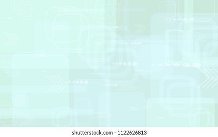 Tech Texture. Light Horizontal Technology Background with Frames, Squares, Dots, Arrows and Lines. Modern Abstract Texture for Wallpaper, Applications, Web. Fantastic Digital Texture. Vector.