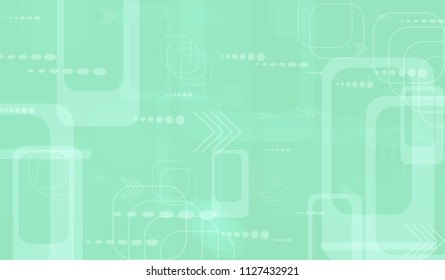 Tech Texture. Light Horizontal Technology Background with Frames, Squares, Dots, Arrows and Lines. Modern Abstract Texture for Web, Applications, Wallpaper. Trendy Digital Texture. Vector.