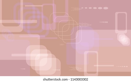 Tech Texture. Light Horizontal Technology Background with Frames, Squares, Dots, Arrows and Lines. Modern Abstract Texture for Web, Applications, Wallpaper. Vintage Digital Texture. Vector.