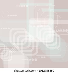 Tech Texture. Light Square Technology Background with Frames, Squares, Dots, Arrows and Lines. Modern Abstract Texture for Web, Applications, Wallpaper. Retro Digital Texture. Vector.