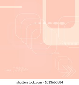 Tech Texture. Light Square Technology Background with Frames, Squares, Dots, Arrows and Lines. Modern Abstract Texture for Web, Wallpaper, Applications. Vintage Digital Texture. Vector.