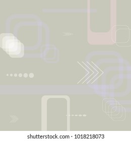 Tech Texture. Light Square Technology Background with Frames, Squares, Dots, Arrows and Lines. Modern Abstract Texture for Web, Wallpaper, Applications. Trendy Digital Texture. Vector.