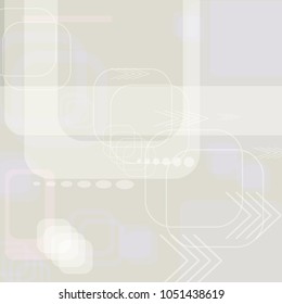 Tech Texture. Light Square Technology Background with Frames, Squares, Dots, Arrows and Lines. Modern Abstract Texture for Wallpaper, Applications, Web. Retro Digital Texture. Vector.