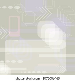 Tech Texture. Light Square Technology Background with Frames, Squares, Dots, Arrows and Lines. Modern Abstract Texture for Wallpaper, Web, Applications. Trendy Digital Texture. Vector.