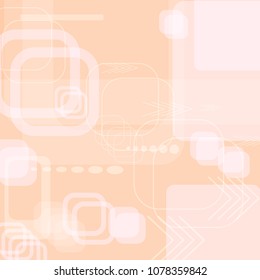 Tech Texture. Light Square Technology Background with Frames, Squares, Dots, Arrows and Lines. Modern Abstract Texture for Web, Applications, Wallpaper. Retro Digital Texture. Vector.