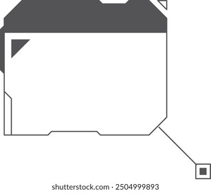 Tech title box. Black line text frame isolated on white background