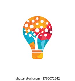 Tech tree bulb idea logo icon symbol inspiration template. 