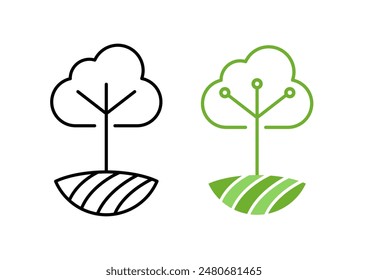 tech tree cloud icon ,outline,stroke