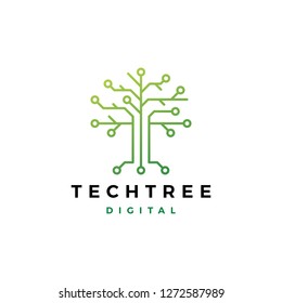 tech tree electrical circuit digital logo vector icon