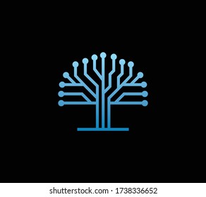 tech tree electrical circuit digital logo vector icon