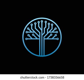 tech tree electrical circuit digital logo vector icon