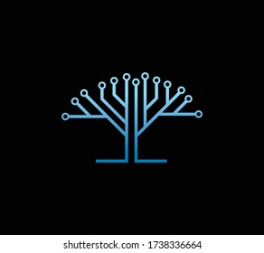 tech tree electrical circuit digital logo vector icon