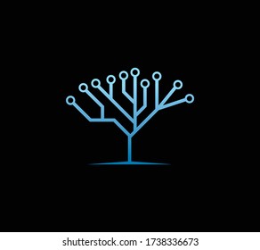 tech tree electrical circuit digital logo vector icon