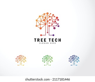 tech tree electrical circuit digital logo vector icon