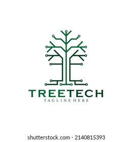 Tech Tree Electrical Circuit Digital Logo Vector Icon