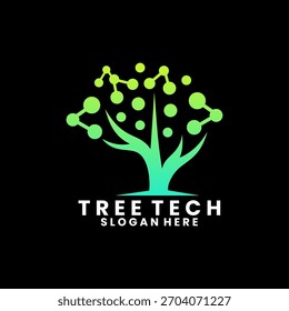 Tech tree innovation logo design vector template