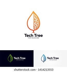 tech tree logo designs template, creative technology logo symbol