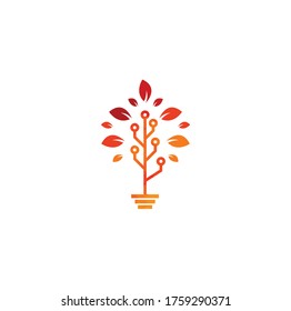 Tech Tree Logo Template Design.