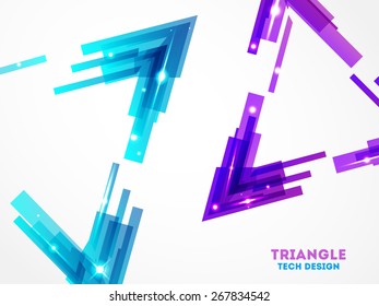Tech triangle background with shining dots. Template presentation.