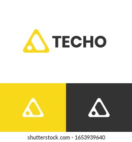 Tech triangle logo design concept. Data logomark illustration. Can representing system, vpn, system, connect, fintech.
