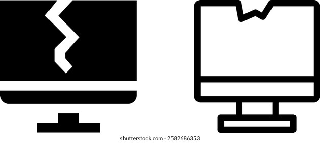 Tech Troubles: Broken Computer Vector Icon Set