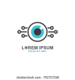 Tech Vision Logo Template, Eye Vector Illustration