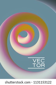 Tech Vivid Gradient Spiral Curve Line in Vibrant Colors. Editable Flyer or Cover Template Vector Background. Bright helix, loop, vivid scroll, vibrant gradient spiral shape cover in pink gold blue.