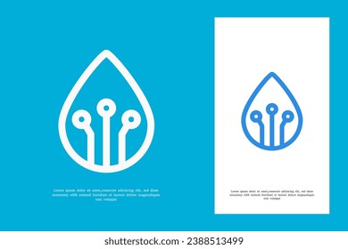 Ilustración del vector de diseño del logotipo de agua de tecnología