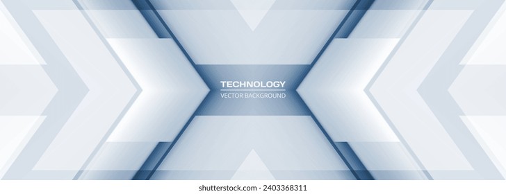 Tech wide 3D abstract background with technology arrows. Digital hi tech blue abstract geometric modern gaming banner design. Vector illustration