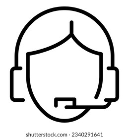 Tech woman support icon outline vector. Customer service. Center help