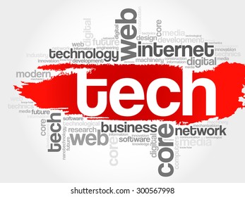 Tech word cloud, business concept