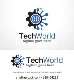 Tech World Logo Template Design Vector, Emblem, Design Concept, Creative Symbol, Icon