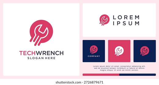 Plantilla de diseño de logotipo de llave tecnológica.