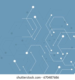 Techical background with hexagon line and dots