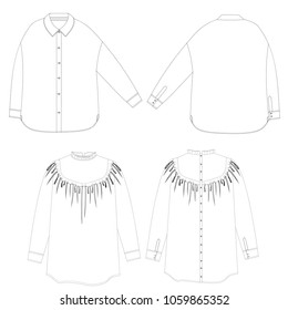 techical sketch set of blouses vector illustration 