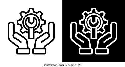 Techical Support Icon Of Line Black And White Style Vector Illustration

