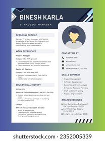IT Techinical CV Resume Design Template