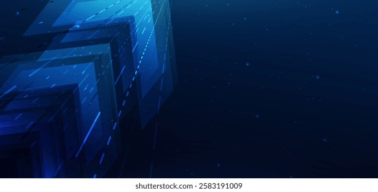 Techlology arrow diagonal glowing on dark blue background. Communication concept innovation. Vector illustration 