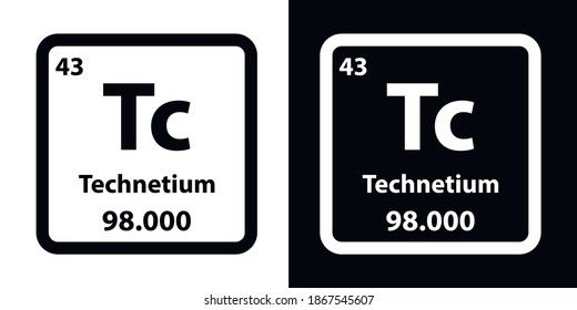 Technectium Tc chemical element icon. The chemical element of the periodic table. Sign with atomic number. 